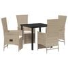 vidaXL Garden Dining Set with Cushion 5 pcs Beige Poly Rattan