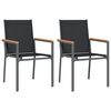 vidaXL 3 Piece Garden Dining Set Black Textilene and Steel