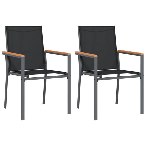 vidaXL 3 Piece Garden Dining Set Black Textilene and Steel