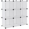 vidaXL Storage Cube Organiser with 9 Cubes and Doors Transparent PP