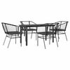 vidaXL 5 Piece Garden Dining Set with Cushions Black Poly Rattan Glass