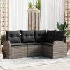 vidaXL Garden Sofa Set with Cushion 4 pcs Grey Poly Rattan