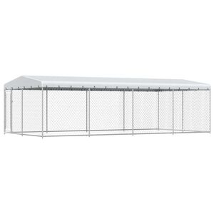vidaXL Dog Kennel | Silver | Galvanised Steel | Large | Dog Kennel | Rectangular