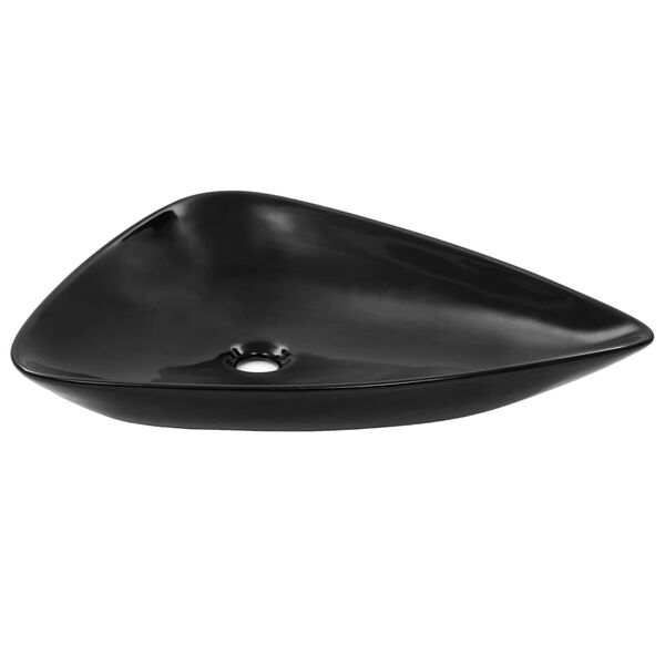 vidaXL Basin Ceramic Black Triangle 645x455x115 mm