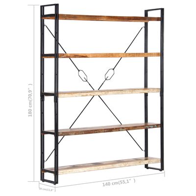 vidaXL 5-Tier Bookcase 140x30x180 cm Solid Reclaimed Wood
