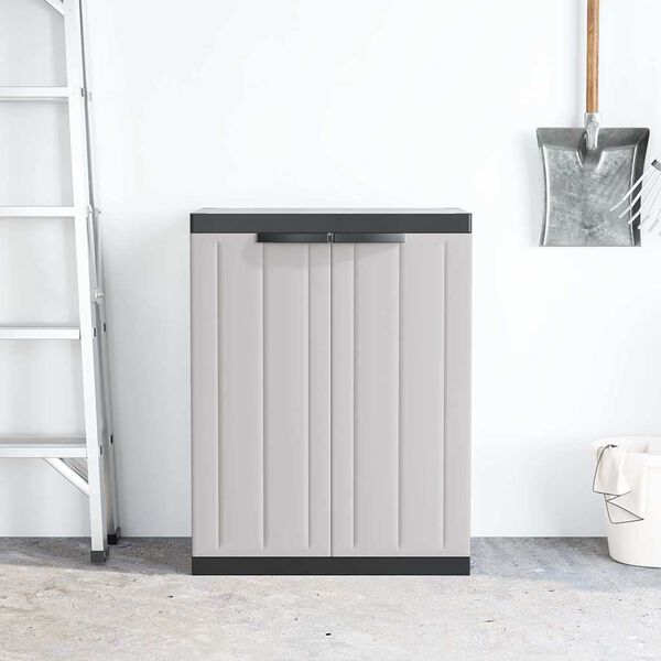 vidaXL Outdoor Storage Cabinet Grey and Black 65x37x85 cm PP