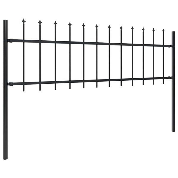 vidaXL Garden Fence with Spear Top Steel 1248x60 cm Black