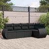 vidaXL 5 Piece Garden Sofa Set with Cushions Black Poly Rattan