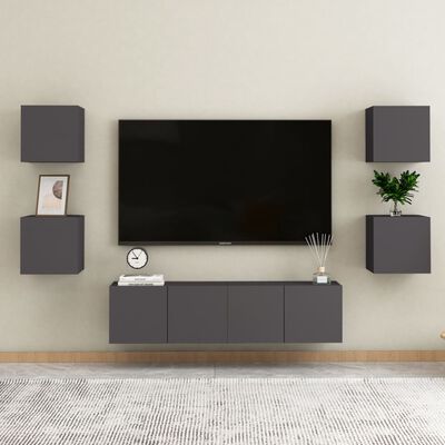vidaXL Wall Mounted TV Cabinet Grey 30.5x30x30 cm