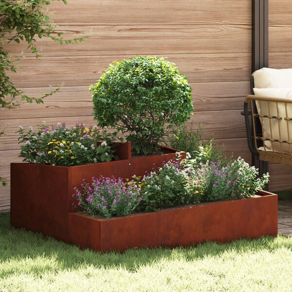 vidaXL Garden Planter Brown 100 x 100 x 50 cm Weathering Steel