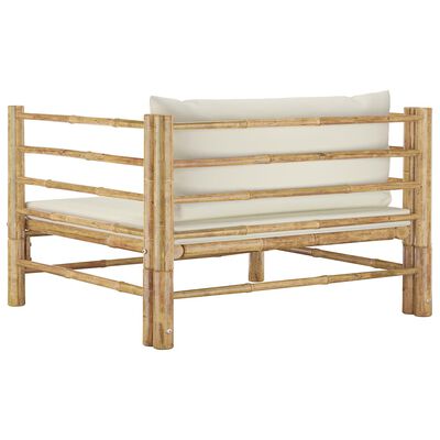 vidaXL Garden Sofa with Cream White Cushions Bamboo