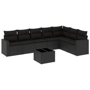 vidaXL 8 Piece Garden Sofa Set with Cushions Black Poly Rattan