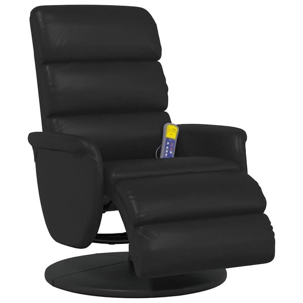 vidaXL Massage Recliner Chair with Footrest Black Faux Leather