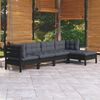 vidaXL 5 Piece Garden Lounge Set with Cushions Black Pinewood