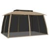 vidaXL Gazebo with Double Roof and Mesh Walls Taupe 3.93x2.93 m Steel
