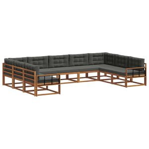 vidaXL Outdoor Sofa Set 9 pcs Natural and Anthracite