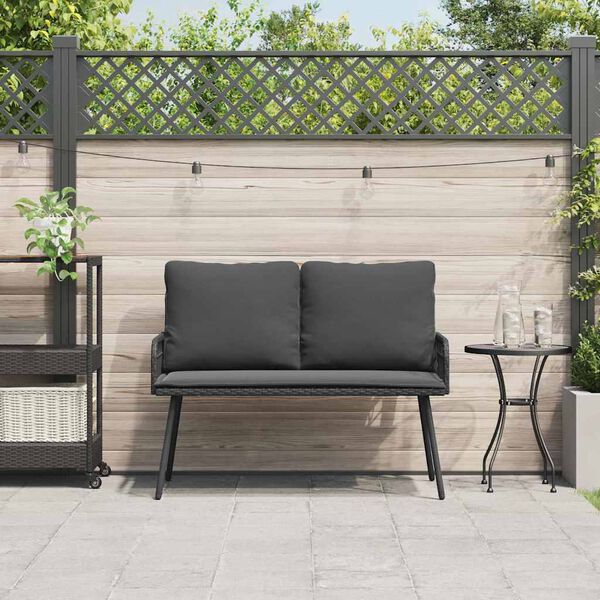 vidaXL Garden Bench with Cushion Grey 114 x 64 x 78cm Metal
