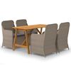 vidaXL 5 Piece Garden Dining Set Brown