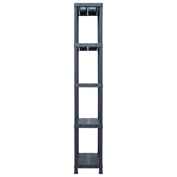 vidaXL Storage Shelf Racks 5 pcs Black 125 kg 60x30x180 cm Plastic
