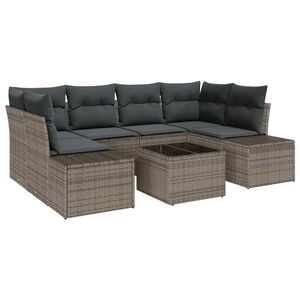 vidaXL Garden Sofa Set with Cushion 8 pcs Grey Poly Rattan
