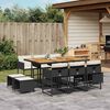 vidaXL 11 Piece Garden Dining Set with Cushions Black Poly Rattan