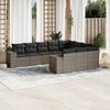 vidaXL 10 Piece Garden Sofa Set with Cushions Grey Poly Rattan