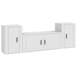 vidaXL 3 Piece TV Cabinet Set White Engineered Wood