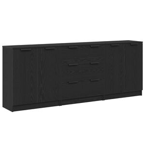 vidaXL Sideboard 3 pcs Black Oak 180 x 30 x 70 cm Engineered Wood