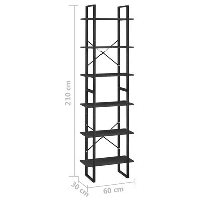 vidaXL Storage Shelf Black 60x30x210 cm Engineered Wood