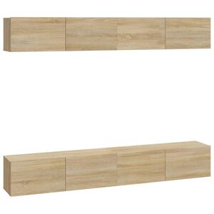 vidaXL Wall TV Cabinets 4 pcs Sonoma Oak 100x30x30 cm