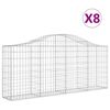 vidaXL Arched Gabion Baskets 8 pcs 200x30x80/100 cm Galvanised Iron