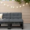 vidaXL Middle Sofa with Cushions Black Solid Wood Pine