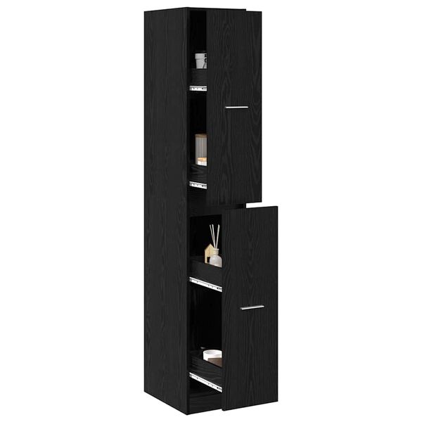 vidaXL Apothecary Cabinet Black oak 30 x 41 x 174.5 cm Engineered wood