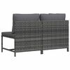 vidaXL 2 Piece Garden Sofa Set with Cushions Grey Poly Rattan