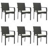 vidaXL 7 Piece Garden Dining Set with Cushions Black Poly Rattan