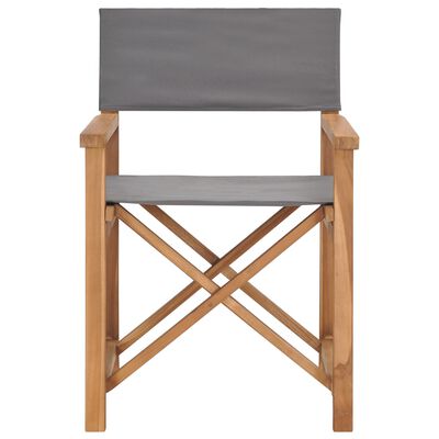 vidaXL Director's Chairs 2 pcs Solid Teak Wood Grey