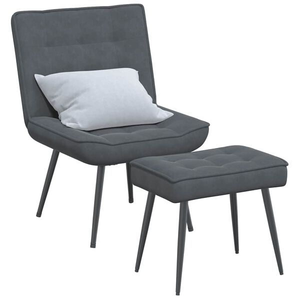 vidaXL Relaxing Chair with Stool Dark Grey Velvet