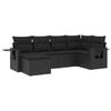 vidaXL 6 Piece Garden Sofa Set with Cushions Black Poly Rattan
