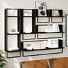 vidaXL 6 Piece Wall Shelf Set with Bars Black Engineered Wood