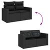 vidaXL 7 Piece Garden Sofa Set with Cushions Black Poly Rattan