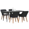 vidaXL Garden Dining Set with Cushion 5 pcs Black Poly Rattan