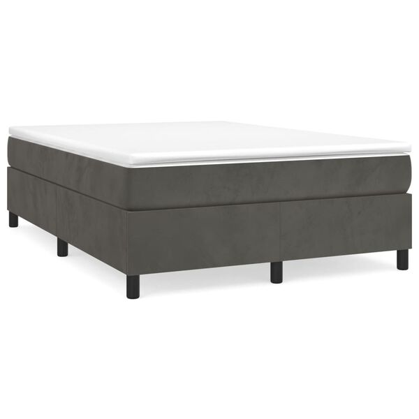 vidaXL Box Spring Bed with Mattress Dark Grey 152x203 cm Velvet