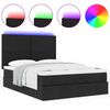 vidaXL Ottoman Bed with Mattress & LEDs Black Queen Fabric