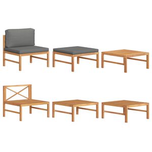 vidaXL 3 Piece Garden Lounge Set with Dark Grey Cushions Teak Wood