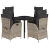vidaXL 5 Piece Garden Dining Set with Cushions Grey Poly Rattan