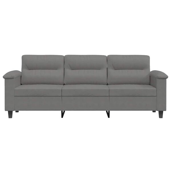 vidaXL 3-Seater Sofa Dark Grey 180 cm Microfibre Fabric