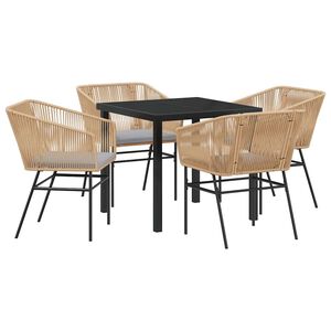 vidaXL Garden Dining Set 5 pcs Brown Powder-Coated Steel