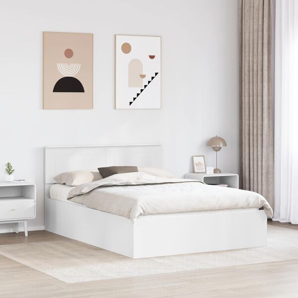 vidaXL Bed Frame with Headboard White 150 x 200 cm Engineered Wood
