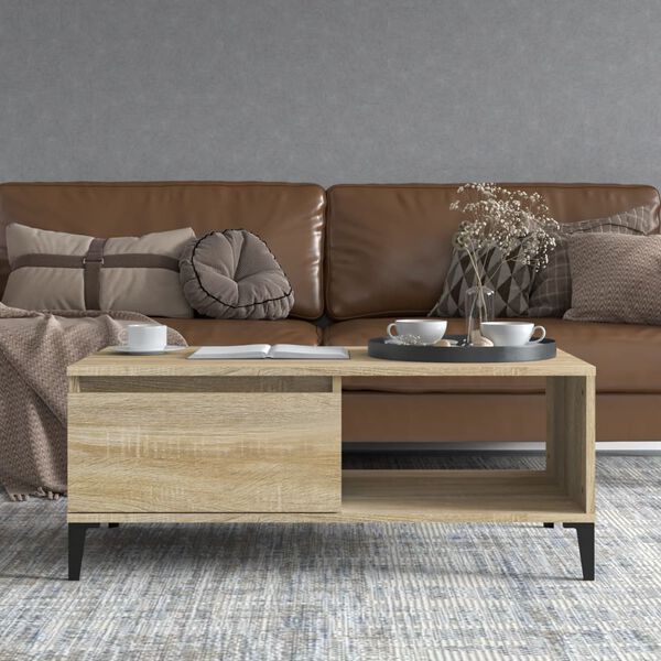 vidaXL Coffee Table Sonoma Oak 90x50x36.5 cm Engineered Wood