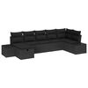 vidaXL Garden Sofa Set with Cushion 7 pcs Black Poly Rattan